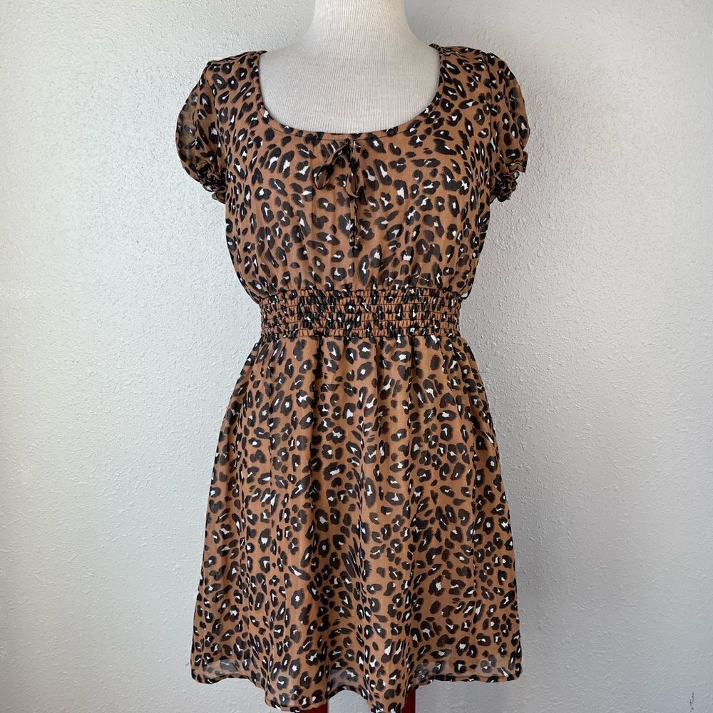 Leopard Print Midi Dress Size L EUC